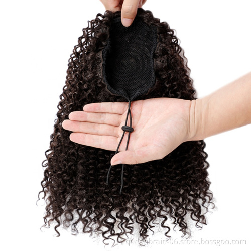 Short Afro Curly Ponytail Hair Piece for African American Black Women Ponytail Extension Afro Drawstring Curly Ponytail